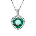 May Birthstone Necklace Women Green Heart Necklace Emerald Crystal CZ 925 Sterling Silver Pendant Jewelry Birthday Mother'S Day Gift Juwaliy